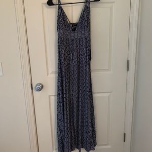 Tie strap blue lace maxi